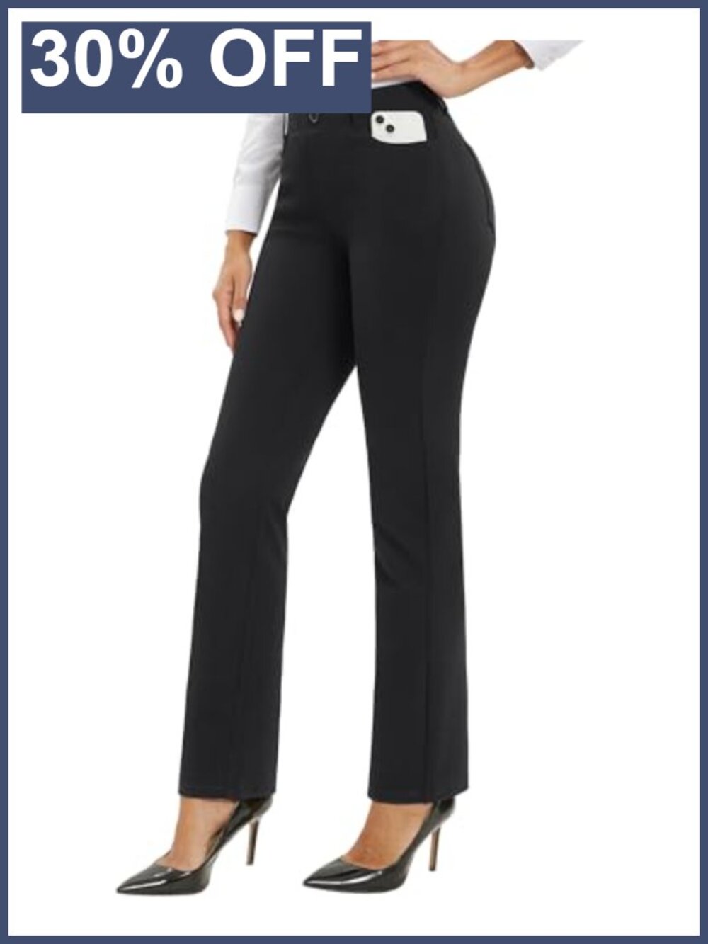 Women's 30 Inch Straight Leg Work Pants Stretch Business Casual
